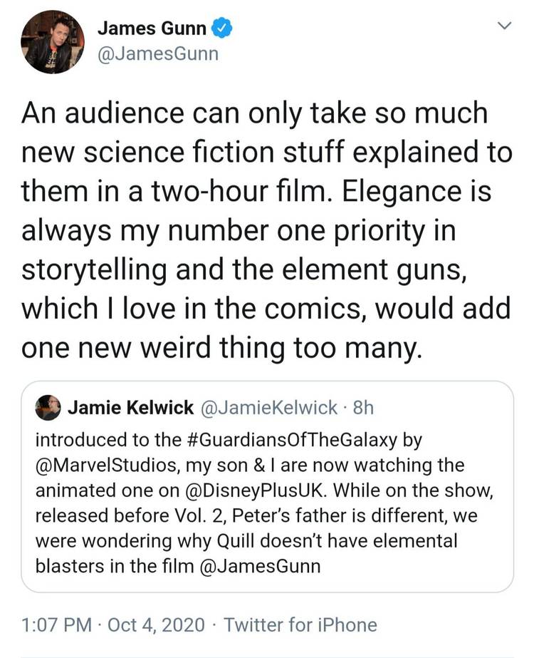 Element Gun James Gunn Explained Why Star-Lord's Guns Aren't in the MCU