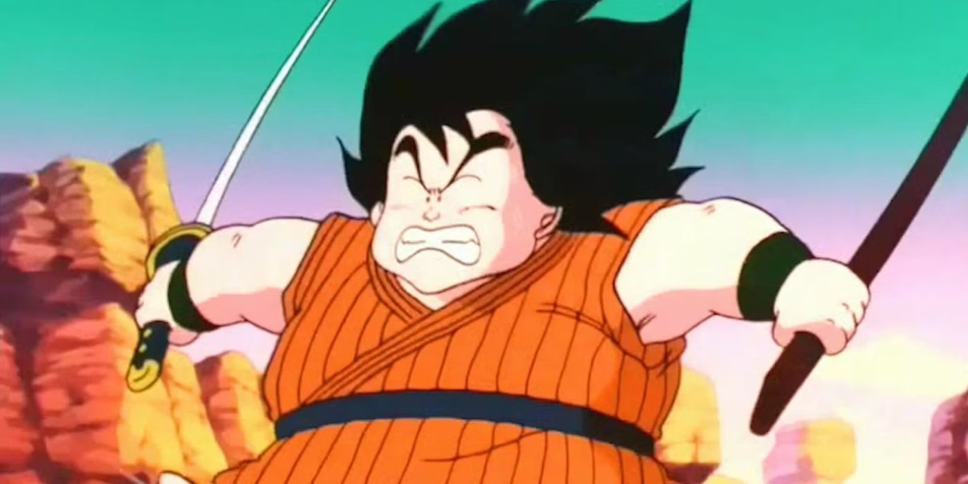 Yajirobe foge depois que ele corta o rabo de Vegeta em Dragon Ball Z.