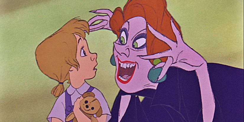 Madame Medusa doing evil hand gestures in The Rescuers