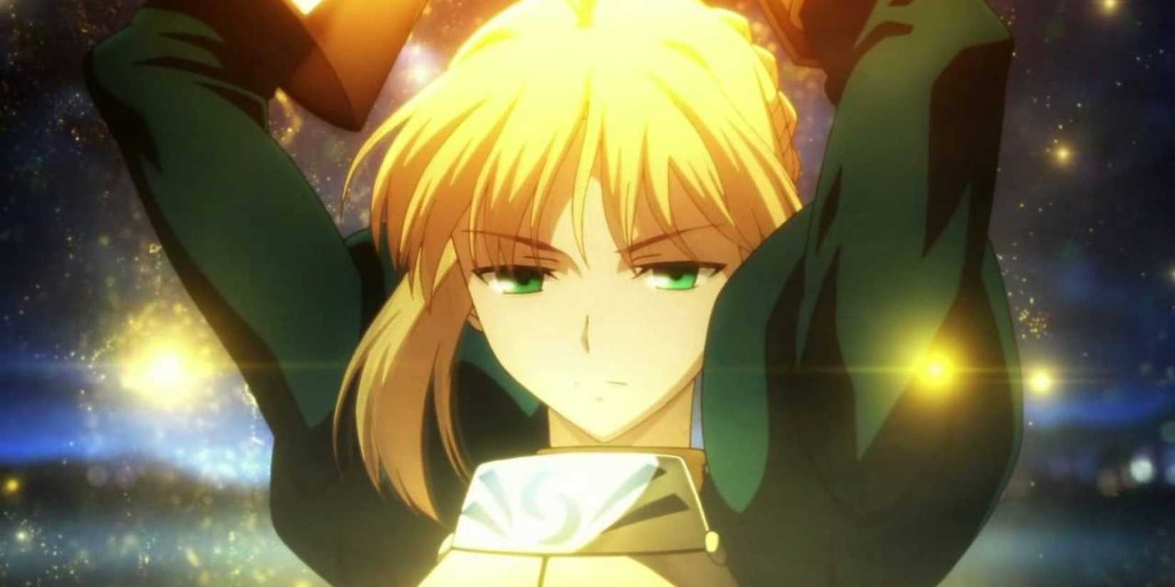 Saber prepares to use Excalibur in Fate/Zero.