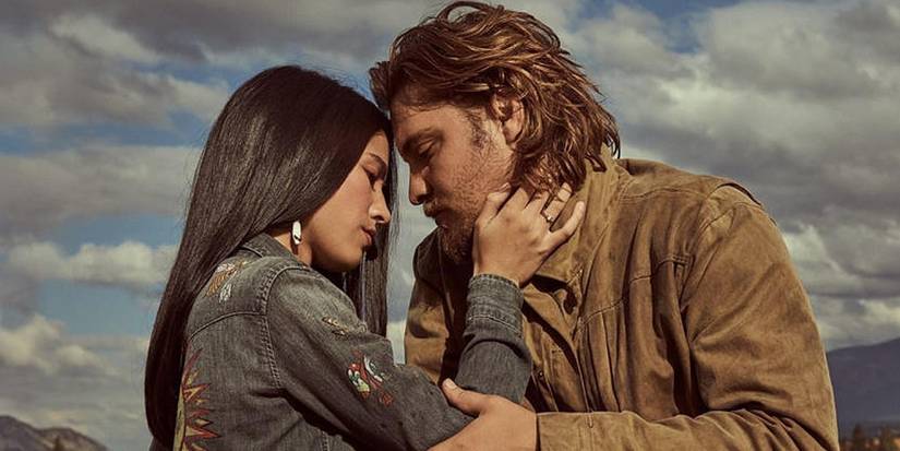 Kayce and Monica Dutton embrace in Yellowstone