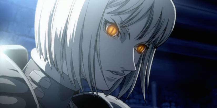 Clare's released Yoki causes her eyes to glow orange in Claymore.