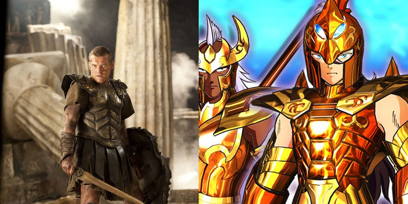 A split image of Clash of the Titans and Saint Seiya.