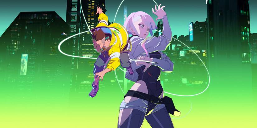 Cyberpunk: Edgerunners Key Art presents Lucy and David in action.