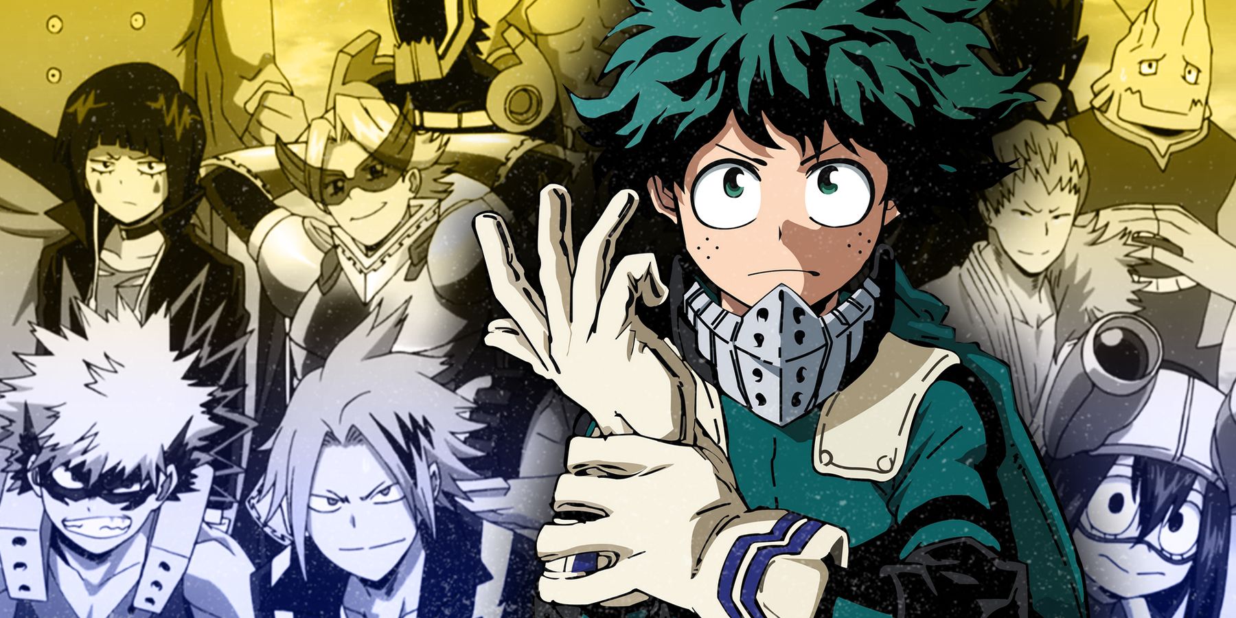 Deku and his classmates in 1-A in My Hero Academia