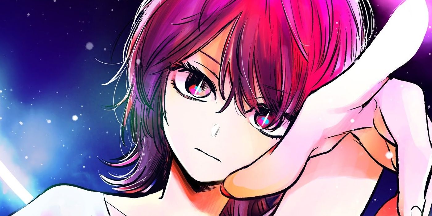 Imagem do mangá Oshi no Ko com cores de neon.