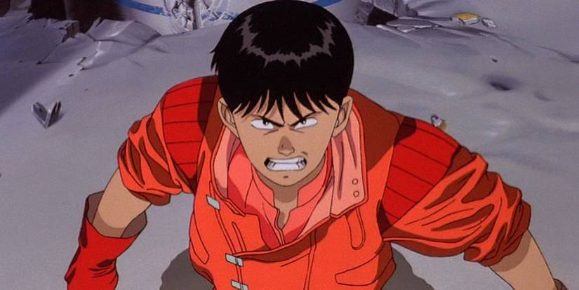 Shotaro Kaneda grits his teeth angrily in the anime movie Akira (1988).