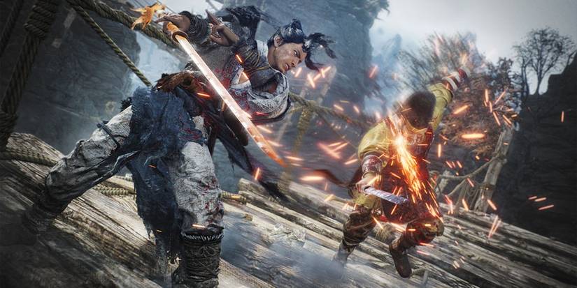 Main character deflecting an attack in Wo Long Fallen Dynasty 