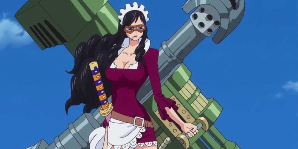 Baby 5 from One Piece is crafting multiple weapons with the Arms-Arms Fruit.