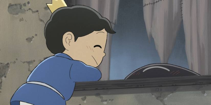 Bojji and Kage smiling at each other in Ranking of Kings Treasure Chest of Courage OP