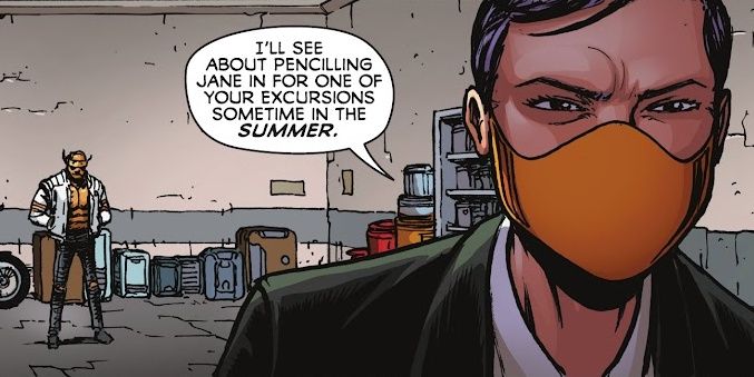 The Crazy Jane identity Chief, of DC's Doom Patrol, walks away from Robotman