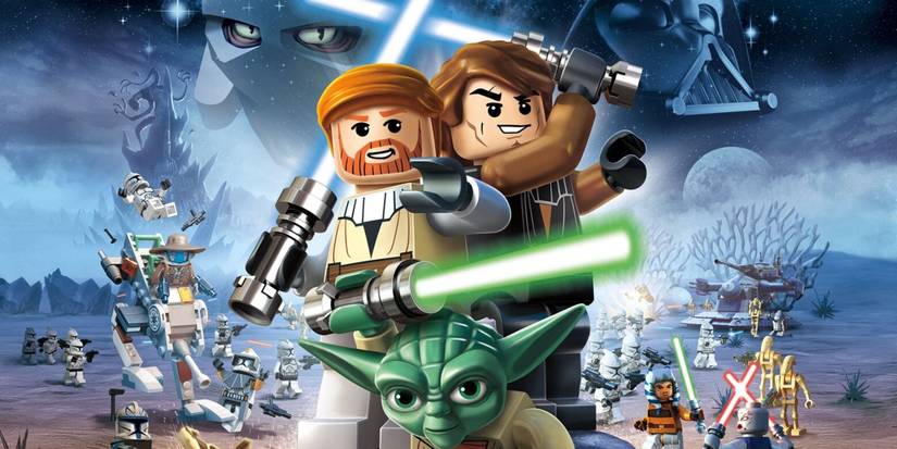Obi-Wan Kenobi, Anakin Skywalker, and Yoda on the cover of Lego Star Wars III: The Clone Wars