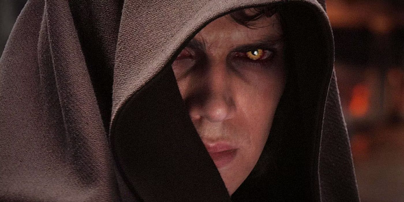 Anakin Skywalker reveals his yellow eyes in Star Wars: Revenge of the Sith.