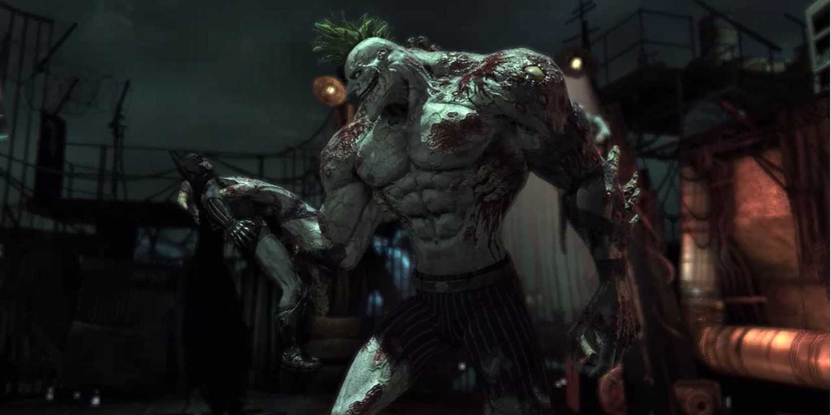 The Joker injects himself with the Titan serum.