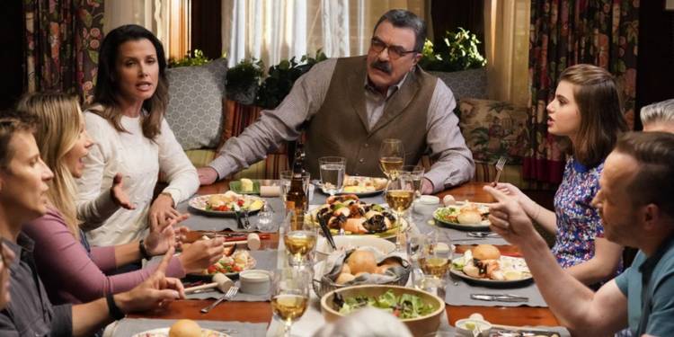 The Reagans fight at the dinner table in an episode of Blue Bloods