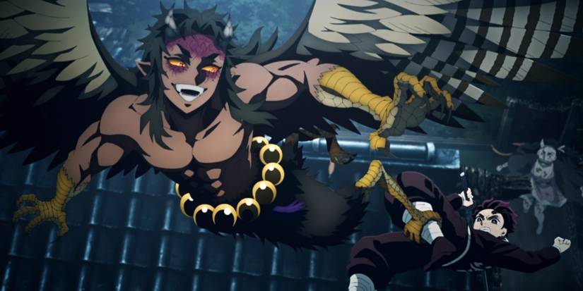 Upper Moon Four combat Tanjiro dans Demon Slayer : Kimetsu no Yaiba.