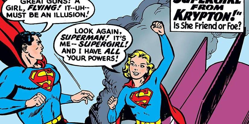 Supergirl meets Superman as she gets out of her rocket