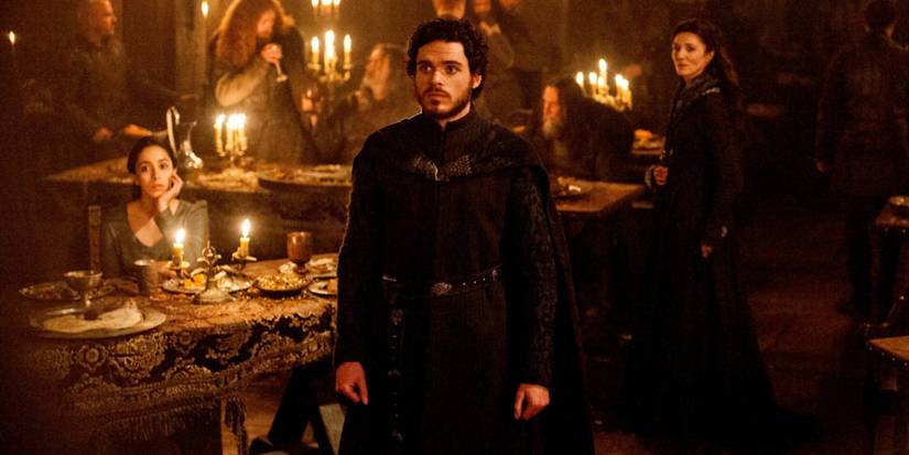 The infamous Game of Thrones Red Wedding features Robb (Richard Madden) and Catelyn Stark (Michelle Fairley).