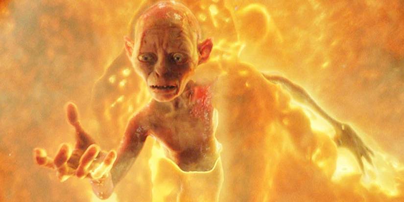 Gollum burns in Mount Doom in The Lord of the Rings