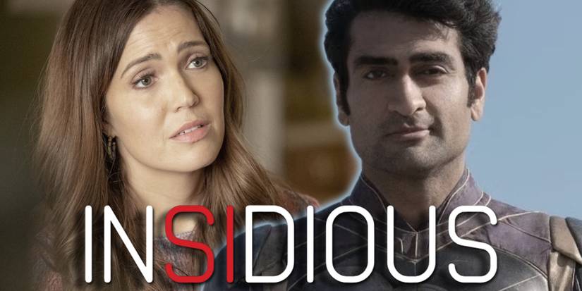Mandy Moore next to Kumail Nanjiani, with the insidious logo bunk at the top