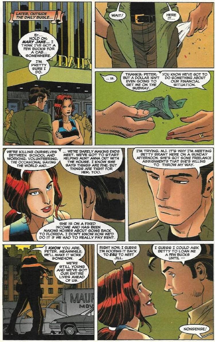 Peter Parker and Mary Jane Watson talk in Peter Parker: Spider-Man #95