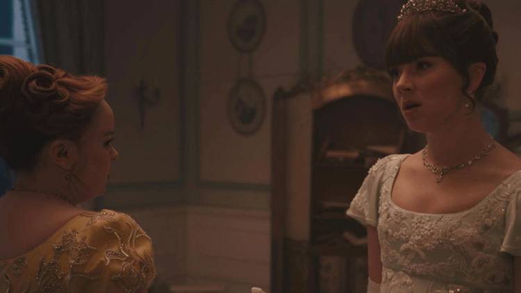 Eloise Bridgerton and Penelope Featherington argue at the end of Bridgerton Season 2