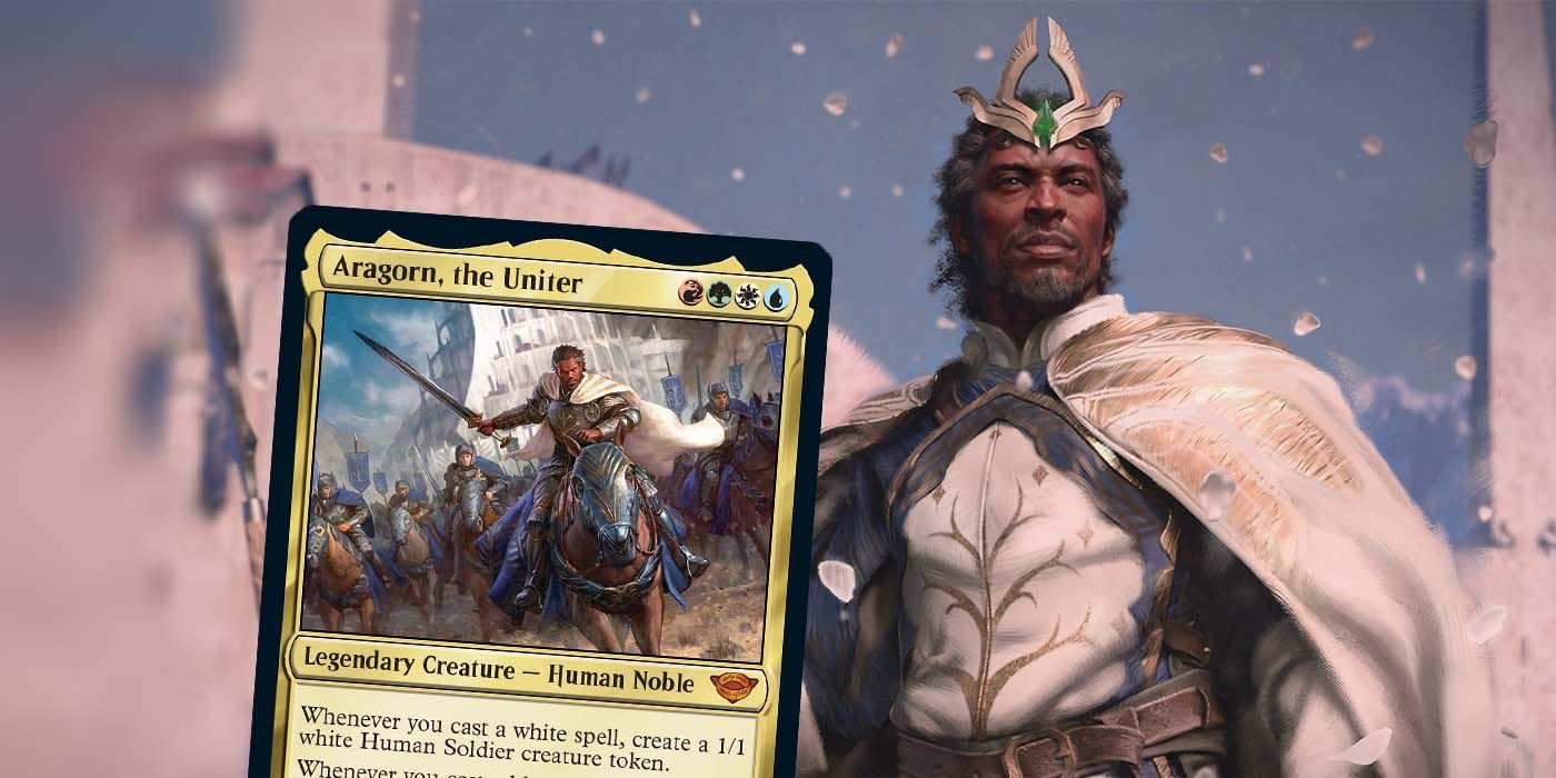 mtg aragorn card Aragorn, King of Gondor [5] [The Lord of the Rings: Tales of Middle-earth:  Commander] [Foil] – Face to Face Games main image 0