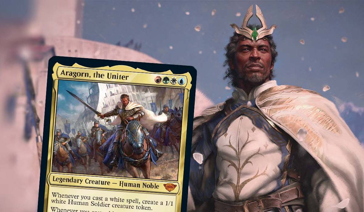mtg lotr cards aragorn Magic: The Gathering The Lord of the Rings: Tales of Middle Earth - at Helm's Deep Scene Box Whenever you put one or more counters on Aragorn Aragorn, Company Leader The