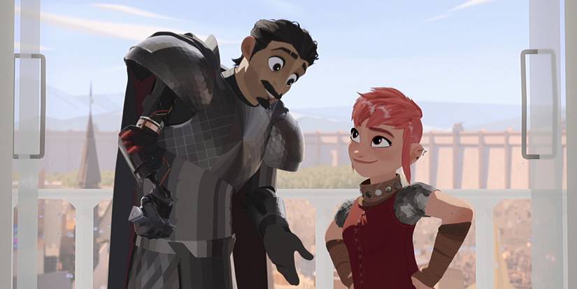 Nimona and Ballister Boldheart standing next to each other in Nimona.