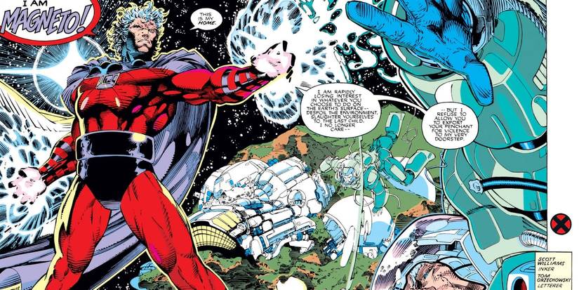 Magneto defends Asteroid M from cosmonauts in Marvel Comics