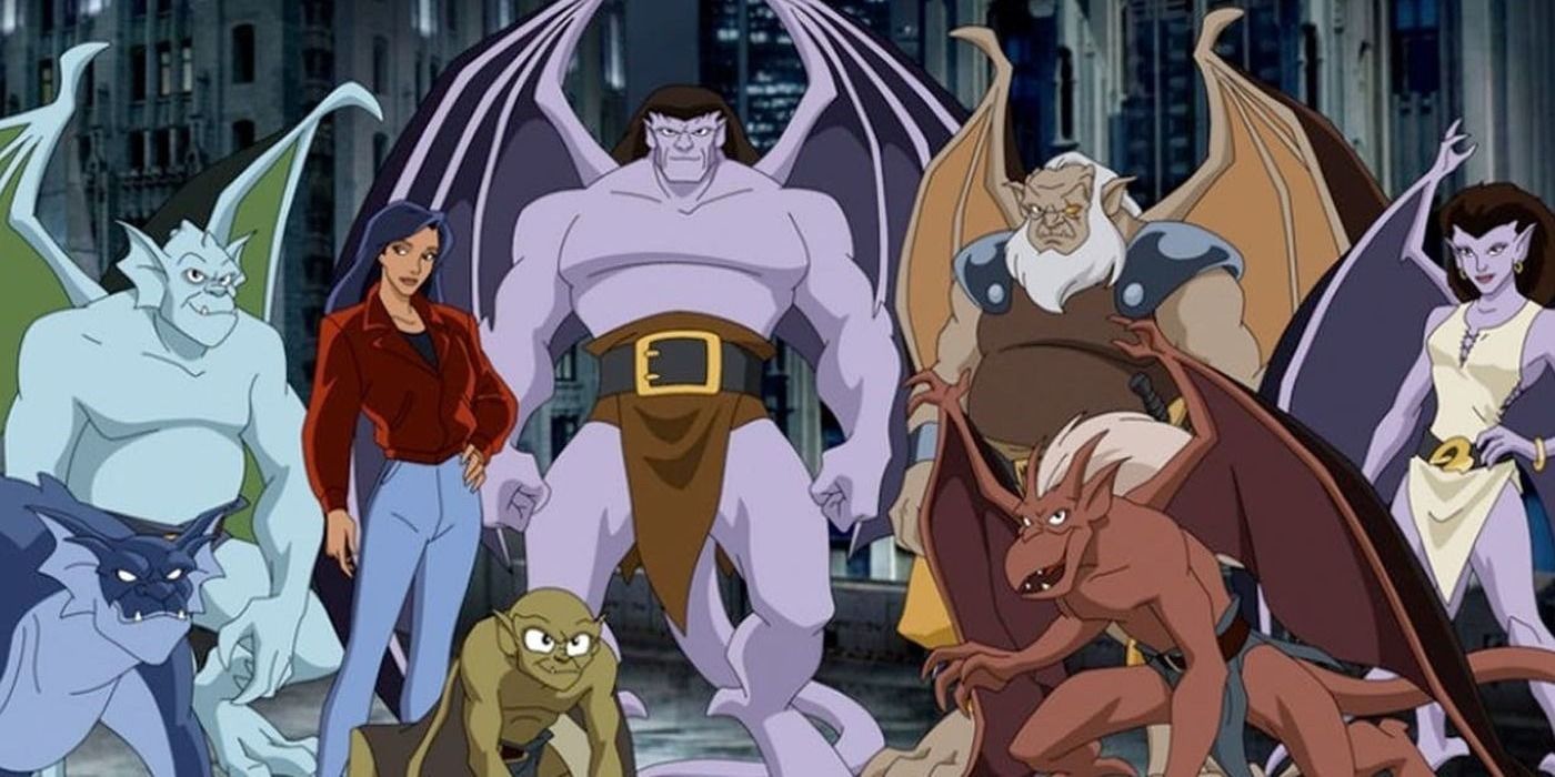 O elenco da série animada Gargoyles dos anos 1990.