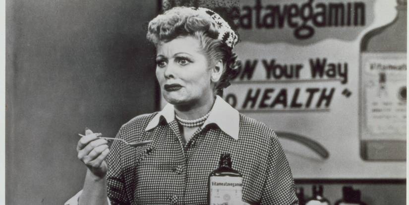 Lucy looks horrified after trying vitameatavegamin in I Love Lucy, "Lucy Does a TV Commercial."