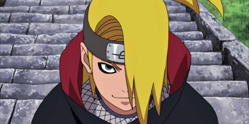 Deidara smiles as he plans to go after Sasuke in Naruto: Shippuden
