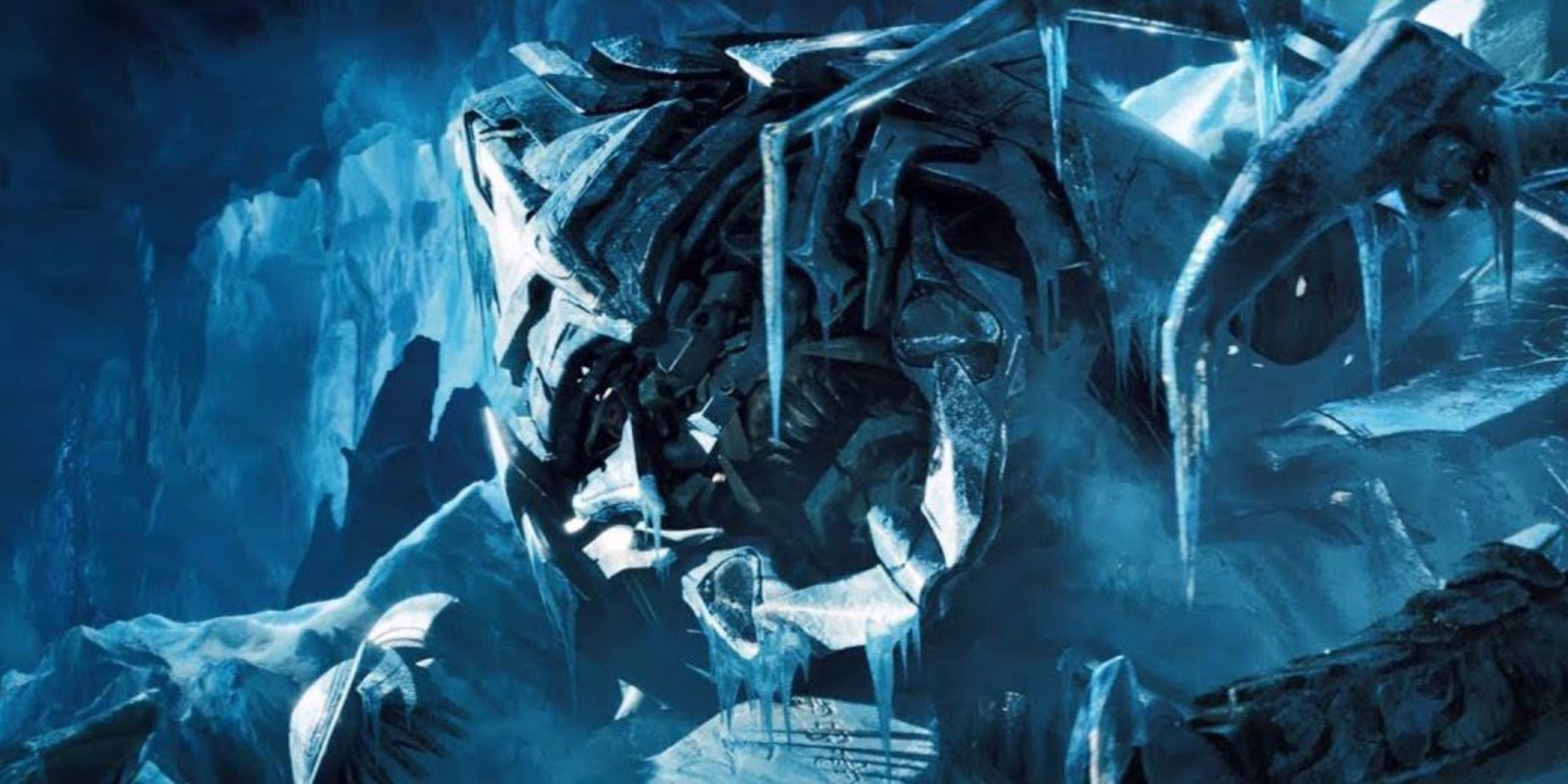 Megatron frozen in an icy cavern in Transformers 2007.