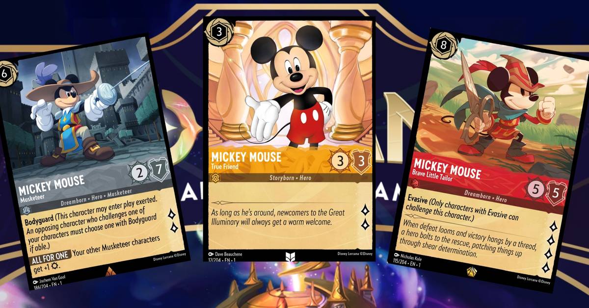 mickey mouse card lorcana Ravensburger Disney TCG Deck Box Featuring - Wayward Sorcerer | Securely Store 80 Sleeved Cards | Durable Portable Organizer for TCG Players he gets +3 Strength Every Mickey Mouse Card in