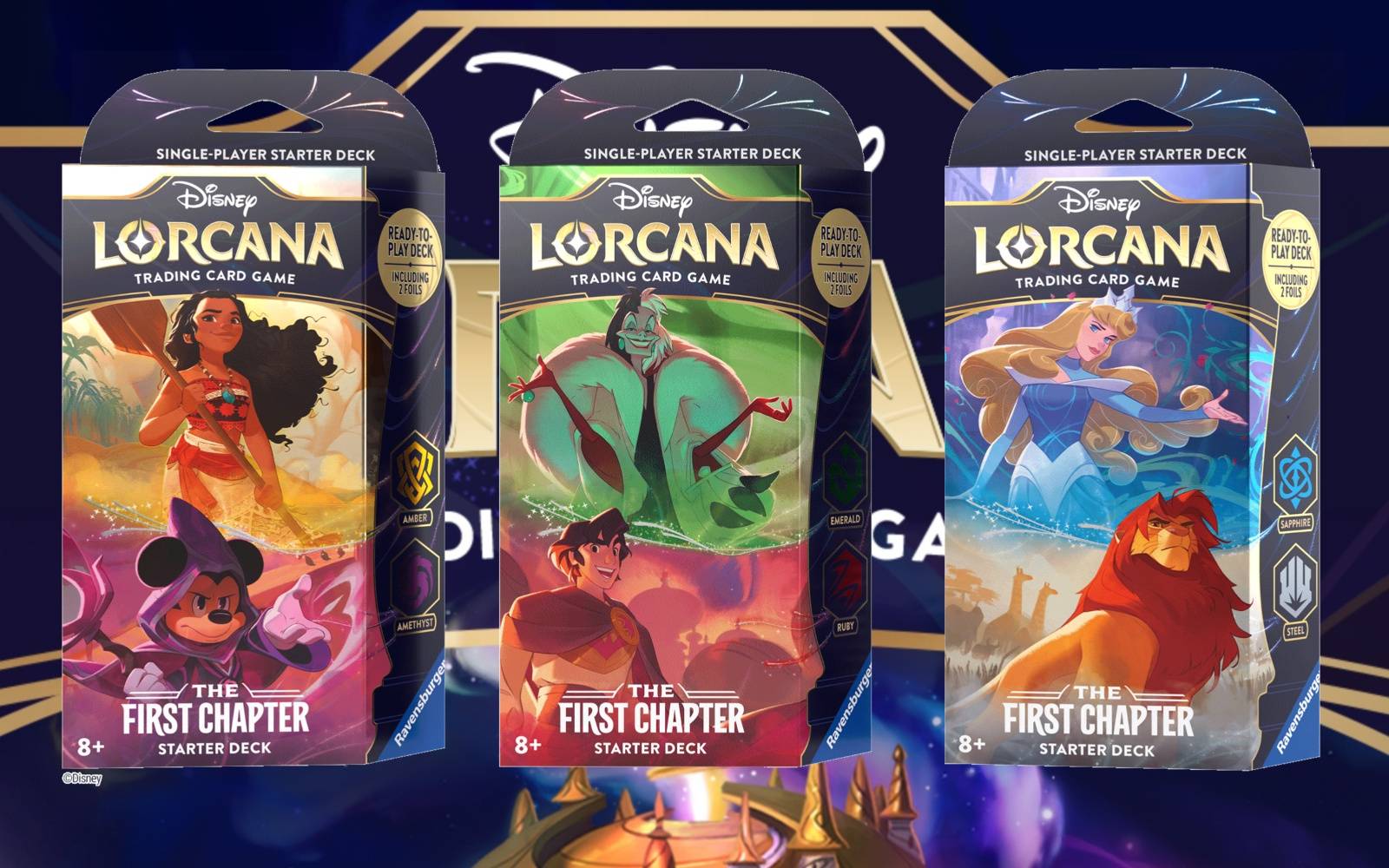 lorcana mickey starter deck Disney Trading Card Game Sets The Disney Lorcana deck box features a vibrant Starter Decks: Amber & Amethyst