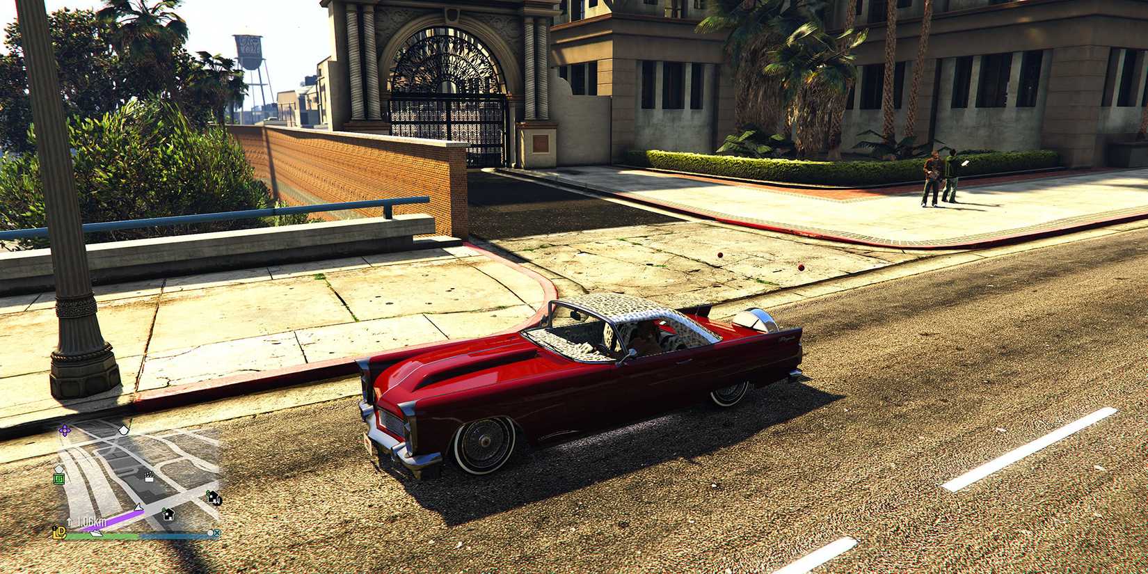 The player driving a car in GTA 5.