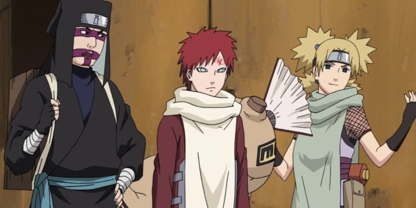 Gaara, Temari, and Kankuro attending the Five Kage Summit in Naruto: Shippuden