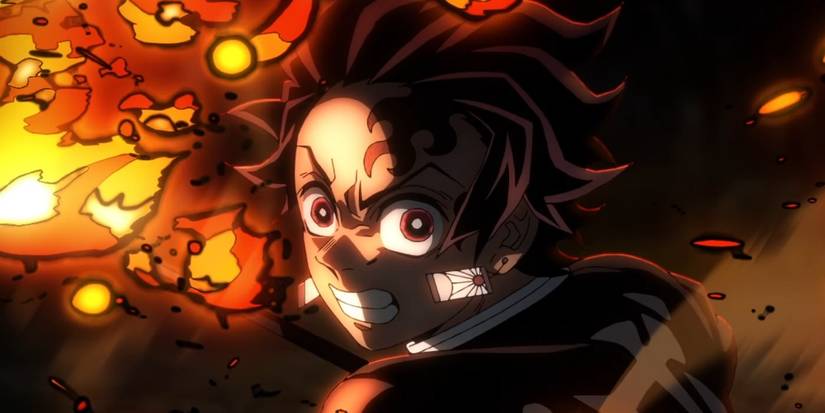 Tanjiro uses Hinokami Kagura in Demon Slayer.
