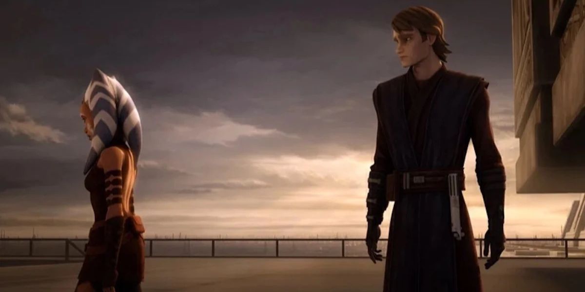 Ahsoka Tano deixando Anakin Skywalker em Star Wars: The Clone Wars