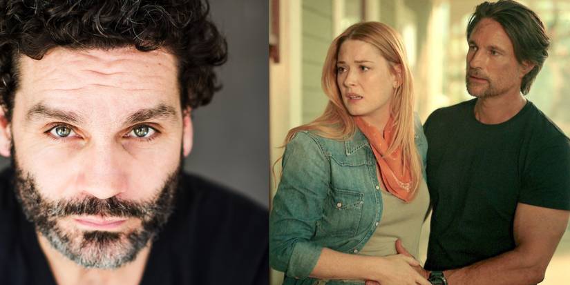 Split image of Darcy Laurie who plays Gene, and Mel and Jack in Virgin River