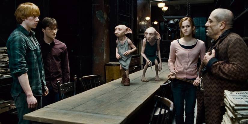 Kreacher and Dobby help Harry and his friends in the death relics PT 1.