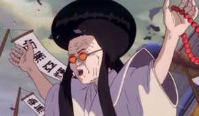 Miyako rallies the supposed return of Lord Akira in Akira (1988).