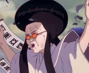 Miyako rallies the supposed return of Lord Akira in Akira (1988).