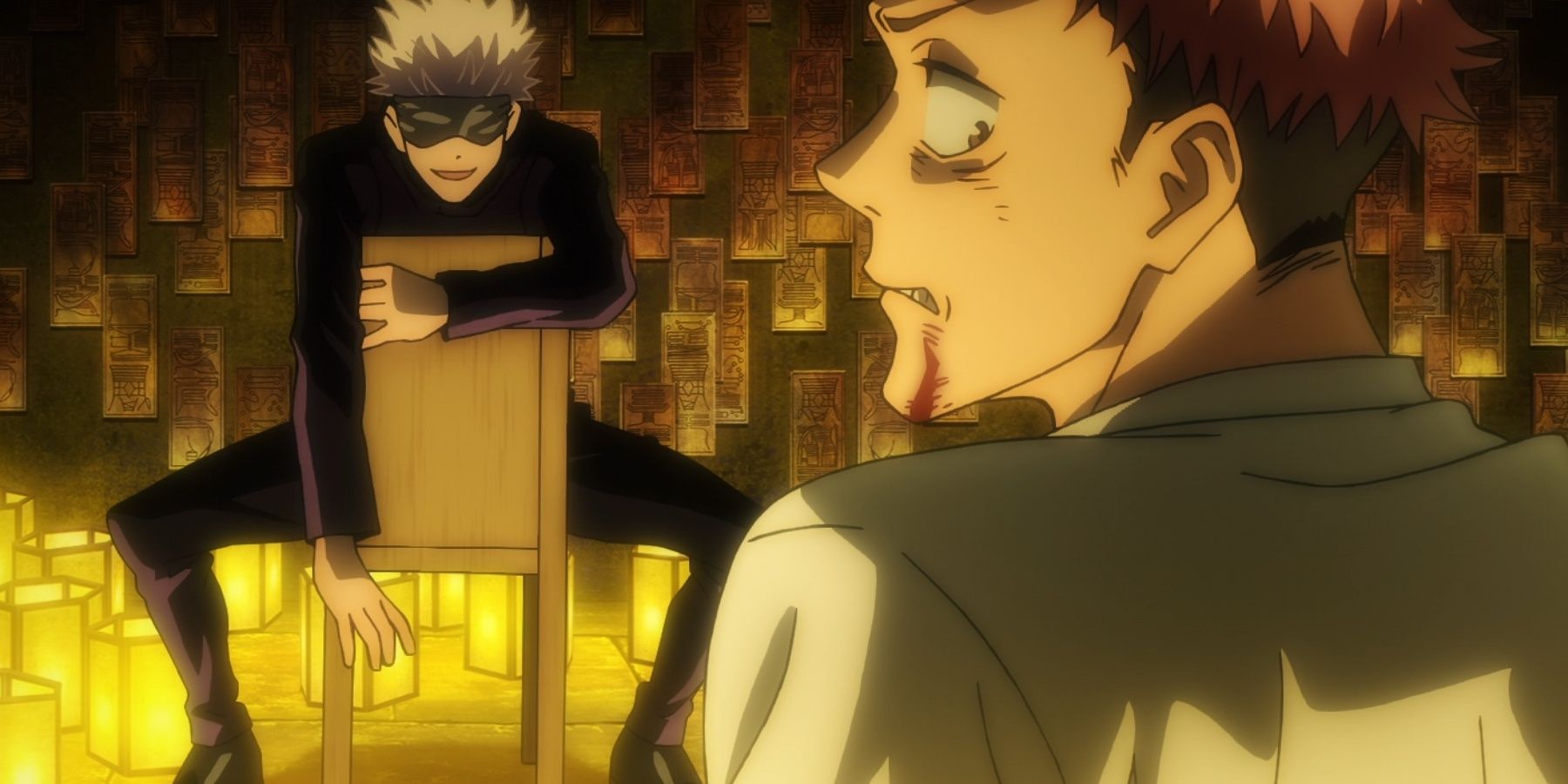Satoru Gojo and Yuji in the candle room.