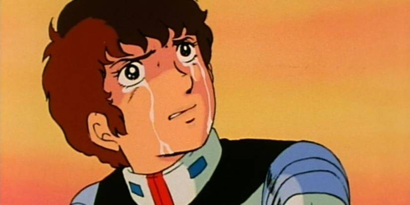 Amuro Ray crying in the first Mobile Suit Gundam anime series