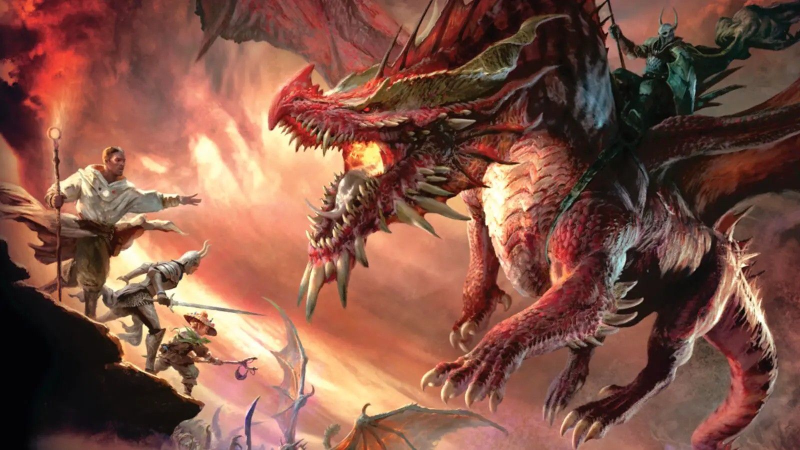 Dragonlance: Shadow of the Dragon Queen cover art featuring a giant red dragon.