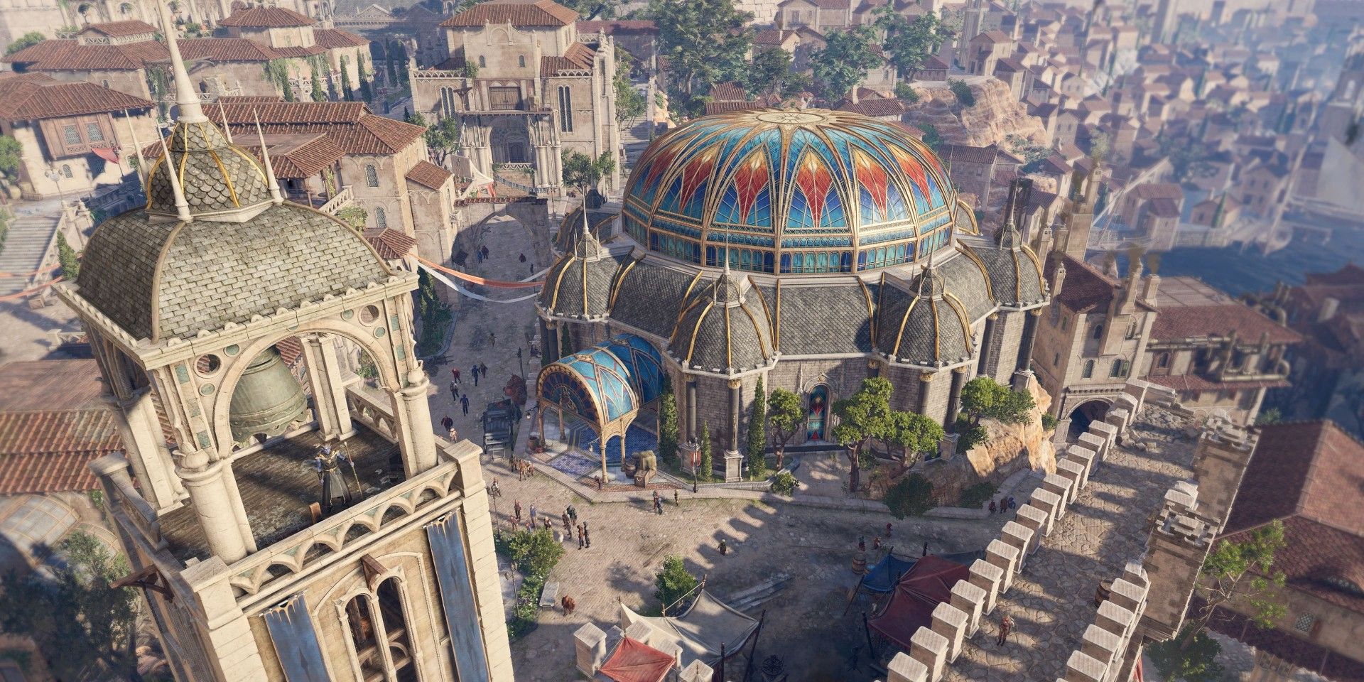 Uma visão expansiva da cidade de Baldur's Gate em Baldur's Gate 3.
