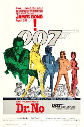 James Bond (Sean Connery) illustrated near Bond Girls on 007 Dr. No poster