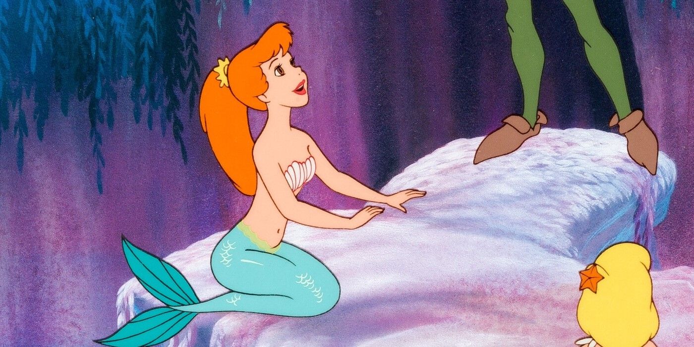 Peter Pan talking to mermaids in Peter Pan